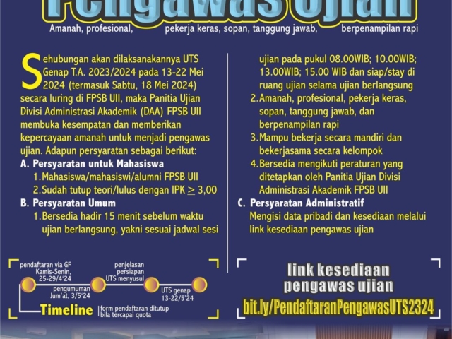 PENDAFTARAN PENGAWAS UTS SEMESTER GENAP 2023/2024