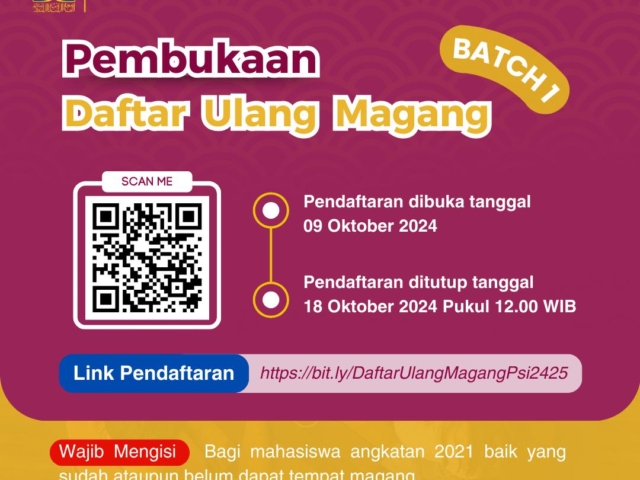 Pendaftaran Ulang Magang Mahasiswa 2021 Batch 1